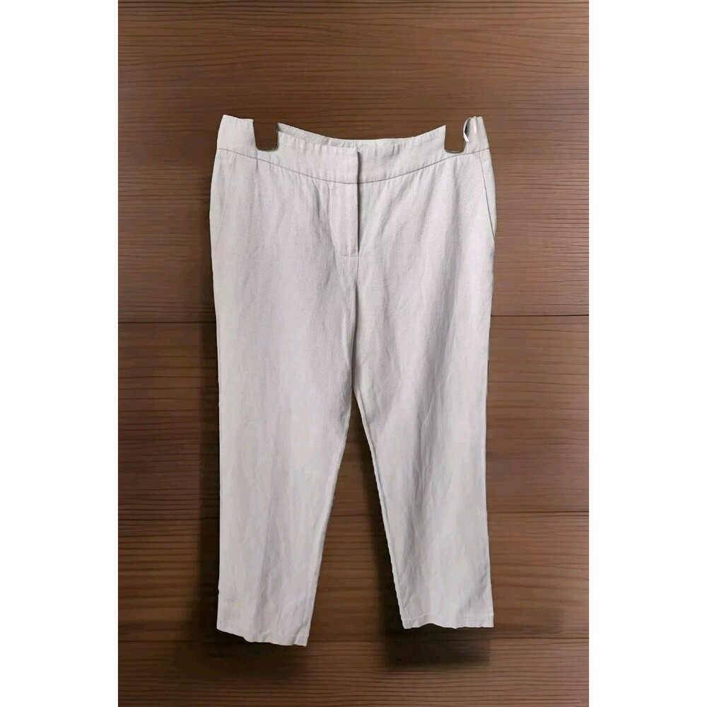 Chloe Flax Herringbone Linen Cotton Blend Pants - Size 36